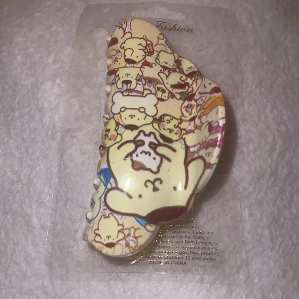 Pompompurin Hello Kitty hair claw clip new